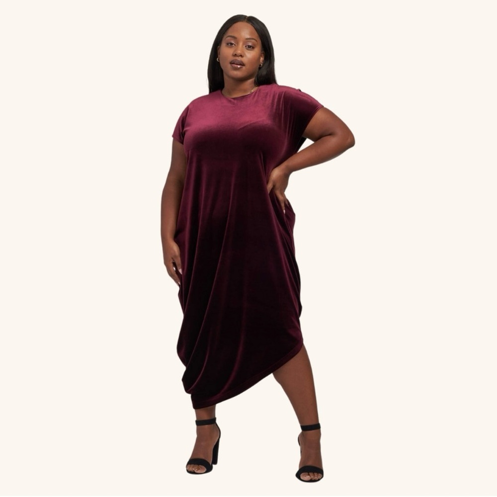 Universal Standard Velvet Geneva Dress - Black Cherry Red - Extra Small XS - NWT